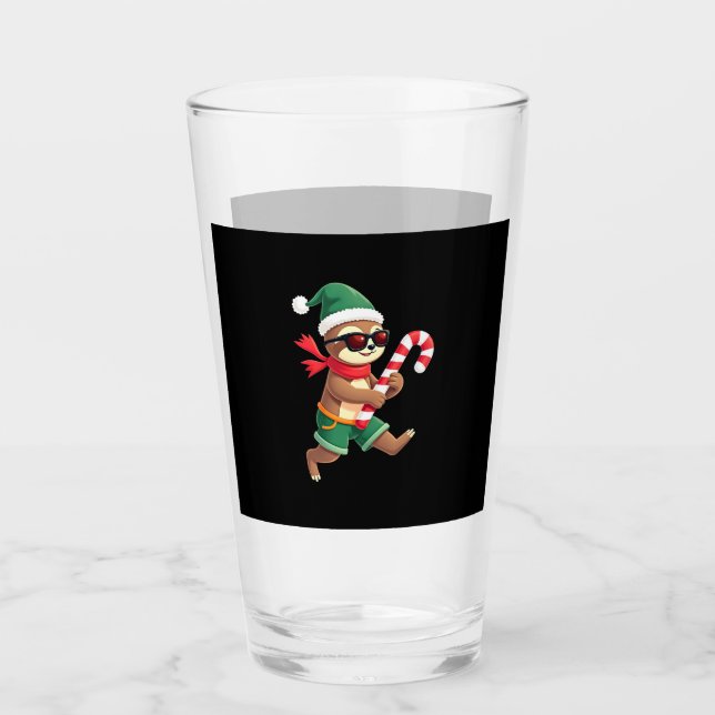 Verre Christmas Sloth Elf Peppermint Candy Cane Shirt Gi (Devant)
