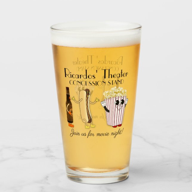 Verre Cinéma Concession Stand Hotdog Popcorn Pint (Devant (rempli))