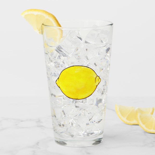Verre citron à aquarelle (Devant glace)