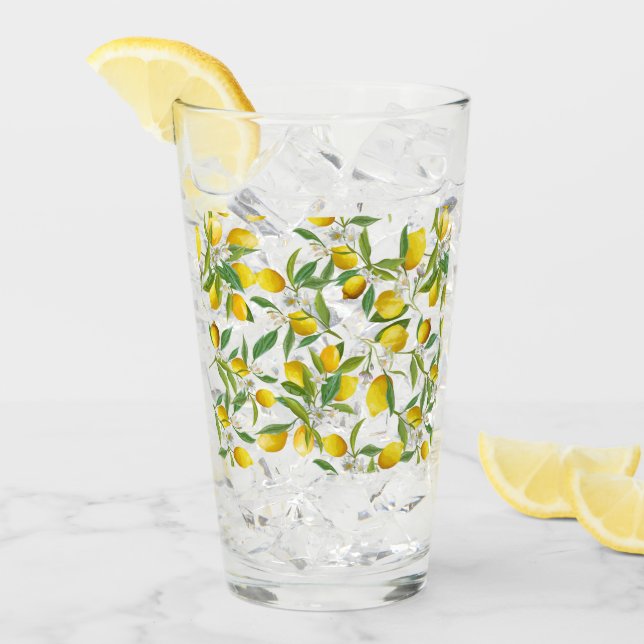 Verre Citrus TROPICAL ÉTÉ FRUITS Fleur citron tranché (Devant glace)