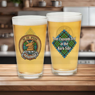 Verre Clan Colquhoun Crest sur Tartan
