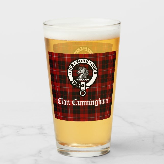 Verre Clan Cunningham Badge & Tartan (Devant (rempli))