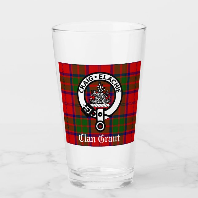 Verre Clan Grant Tartan et Insigne de crête (Devant)
