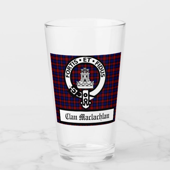 Verre Clan Machlachlan Crest Badge & Tartan personnalisa (Devant)