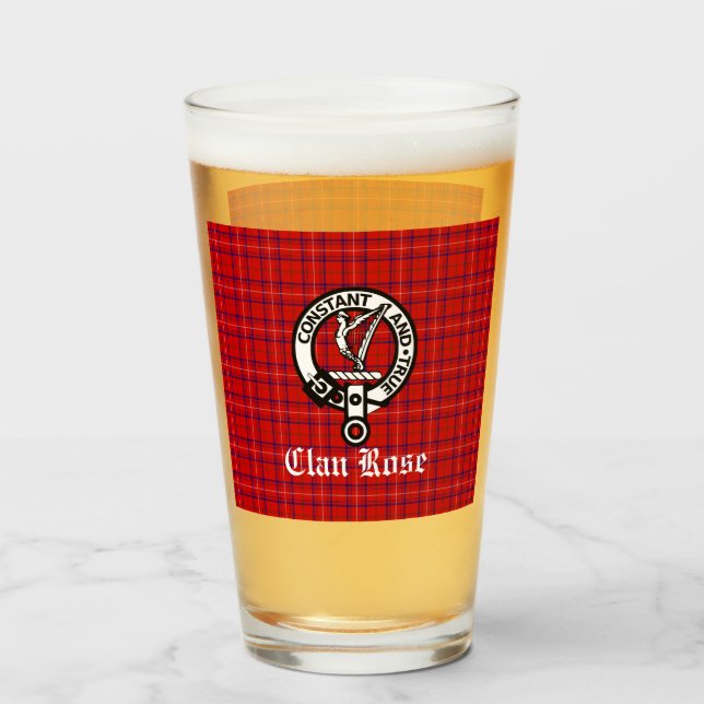 Verre Clan Rose Crest Badge et Tartan (Devant (rempli))