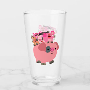 Verre Cochon de caricature mignonne portant des porcelet