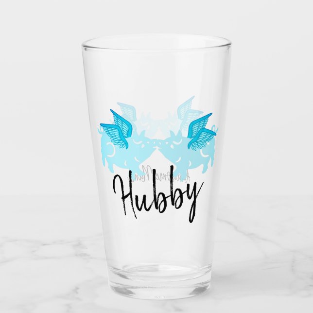 Verre Cochons volants mignons avec ailes Turquoises en v (Devant)