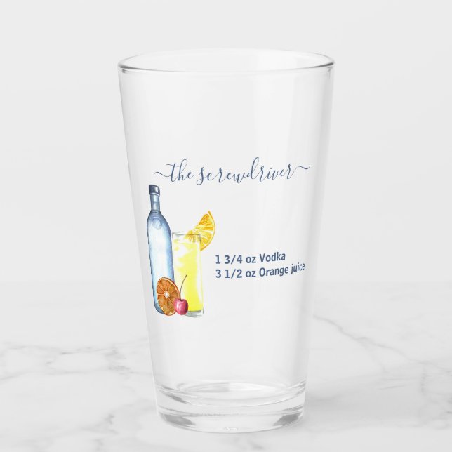 Verre Cocktail Aquarelle Recette Boissons Mixtes Vodka (Devant)