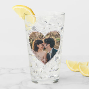 Verre Coeur en forme de 2 valentines photo ou Mariage pe
