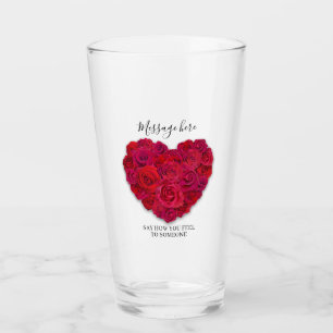 Verre Cœur Floral Romantique Rose Rouge Texte Personnali