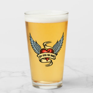 Verre Coeur vintage Avec Ailes, L'Amour Vous Donne Des A