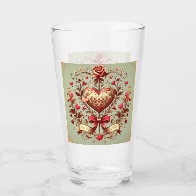 Verre Coeur vintage Valentine's day xoxo (Devant)