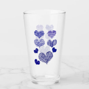 Verre Coeurs bleus à motifs