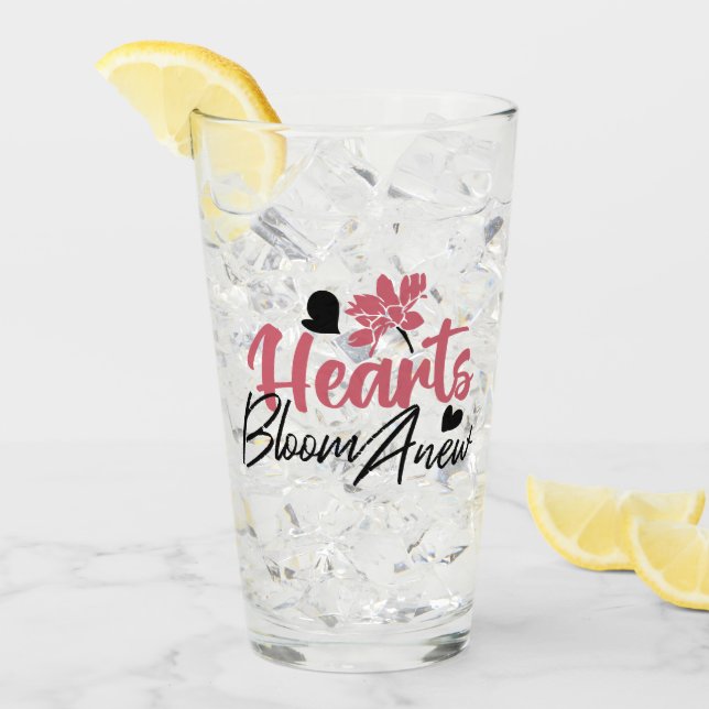 Verre Coeurs fleurissent à nouveau - Citation Florale In (Devant glace)