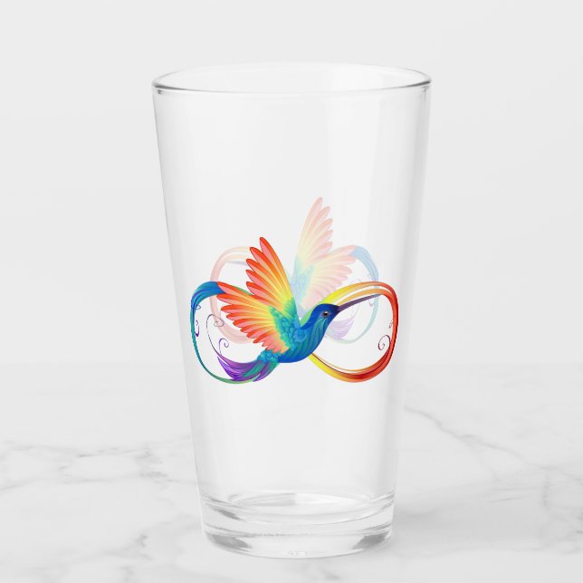 Verre Colibri arc-en-ciel avec symbole Infinity (Devant)