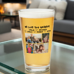 Verre Collage de 4 photos et texte personnalisé sur un c