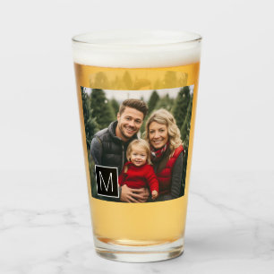 Verre Collage photo personnalisé avec monogramme Noir et