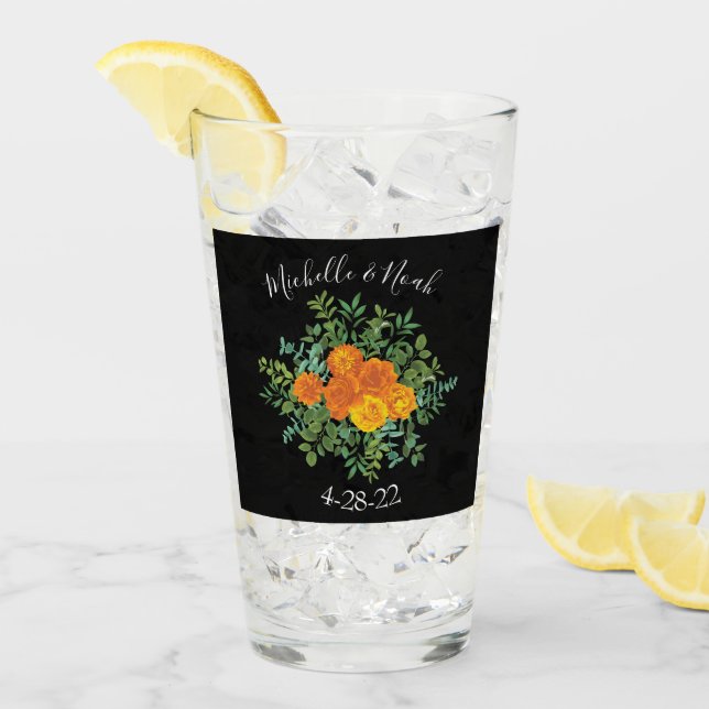 Verre Collection Mariage gothique d'Halloween noir et or (Devant glace)