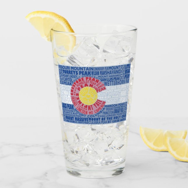 Verre Colorado Fourteeners 14ers State Flag Glass (Devant glace)