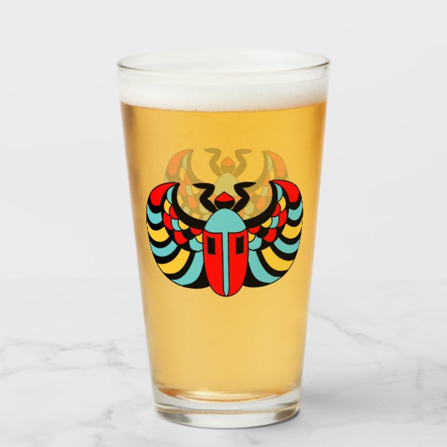 Verre Colorful Bold Abstrait Scarab Beetle égyptien (Devant (rempli))