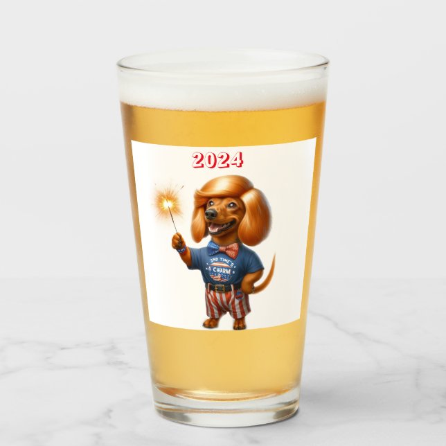 Verre Combe rouge sur la bière Dachshund (Devant (rempli))