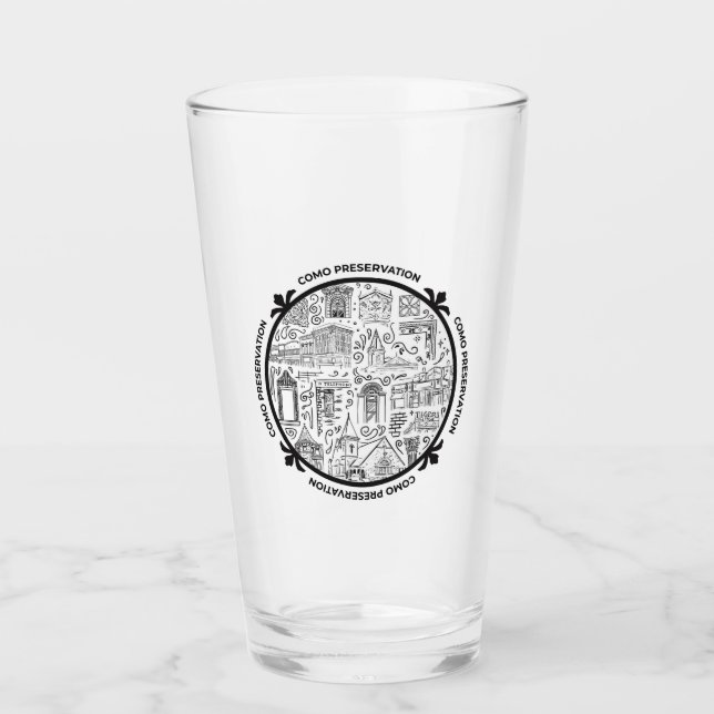 Verre CoMo Preservation Pint Glass avec dessins de trait (Devant)