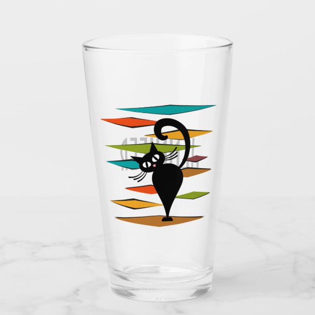 Verre Conception du chat noir du milieu du siècle (Devant)