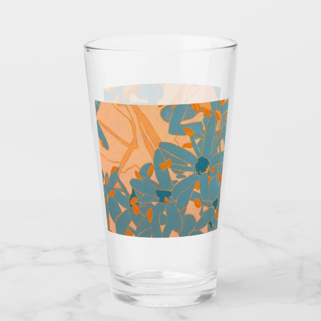 Verre Contemporary Leaf Design in Peach  (Devant)