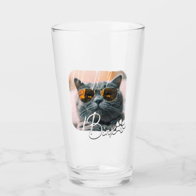 Verre Cool moderne de chat Grunge Nom et photo (Devant)