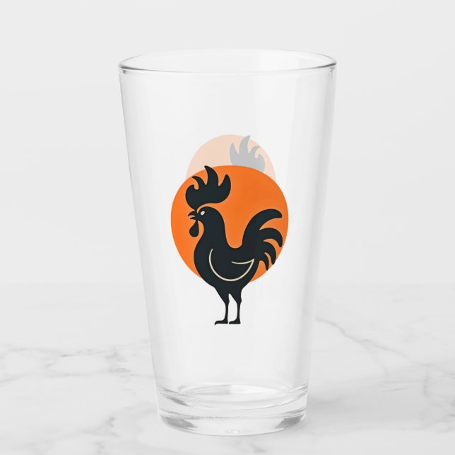 Verre Coq comique avec Red Sun (Devant)