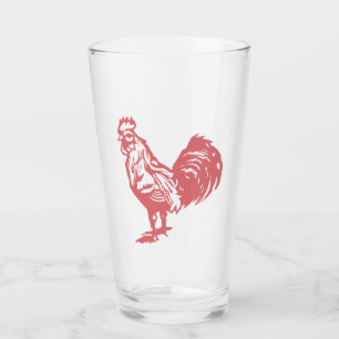 Verre Coq Rouge de Style Presse à Caractères
