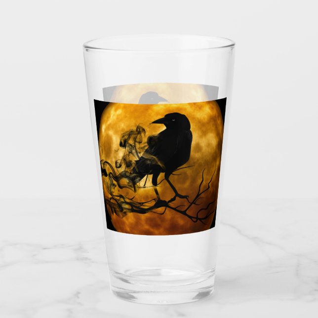 Verre Corbeau noir gothique déplaisant et Halloween luna (Devant)