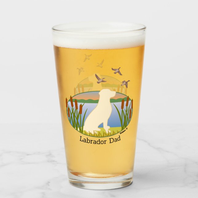 Verre Coucher de soleil de chien d'oiseau jaune du Labra (Devant (rempli))