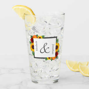 Verre Coucher de soleil Tournesol Rose Floral Mariage