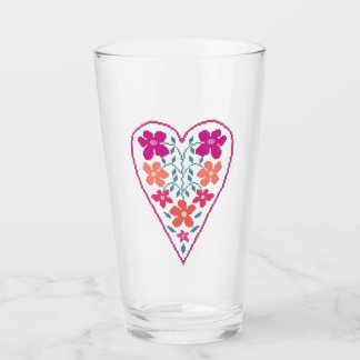Verre Coupe Folky Floral Heart Glass