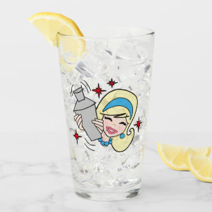 Verre Coupe Retro Happy Hour Girl Glass