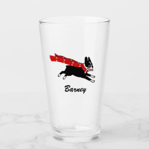 Verre Courir Boston Terrier Portant L'Écharpe Personnali