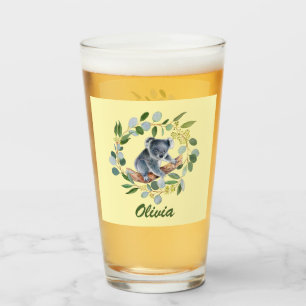 Verre Couronne de koala aquarelle et eucalyptus 