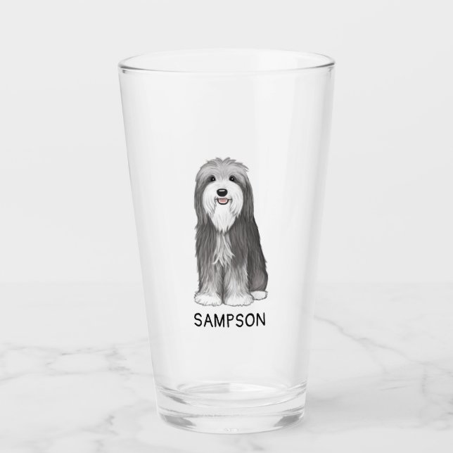 Verre Coutume mignonne barbue du chien | Beardie de (Devant)