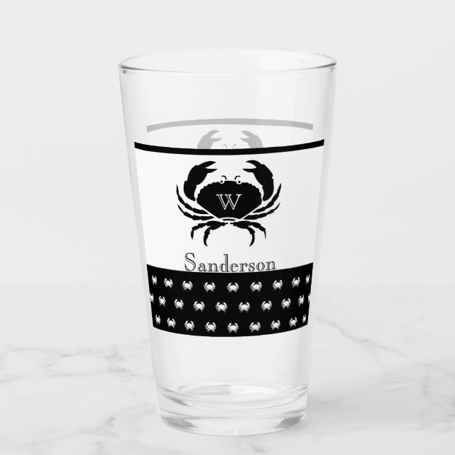 Verre Crabe marine Monogramme noir et blanc (Devant)