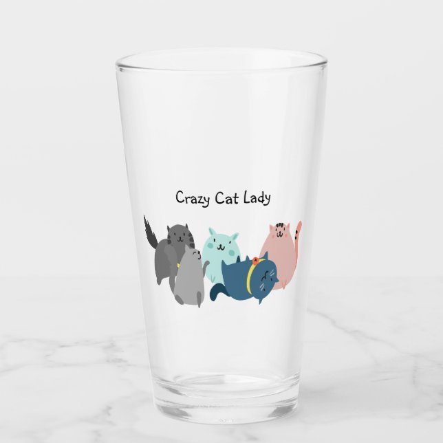 Verre Crazy Cat Lady Fun Citation Animaux mignons (Devant)