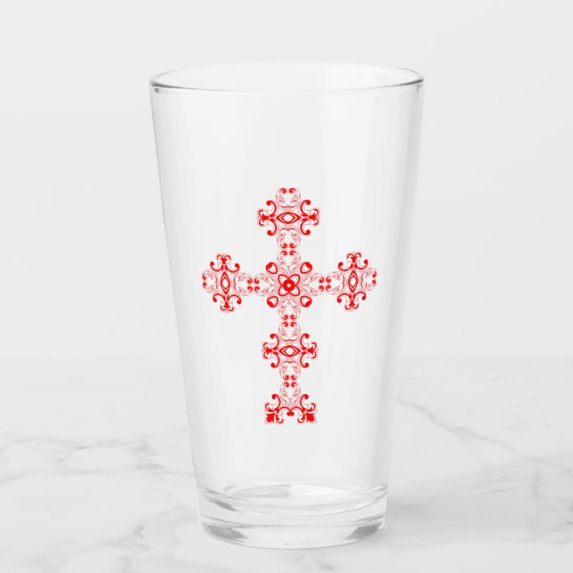Verre Croix avec ornement rouge (Devant)