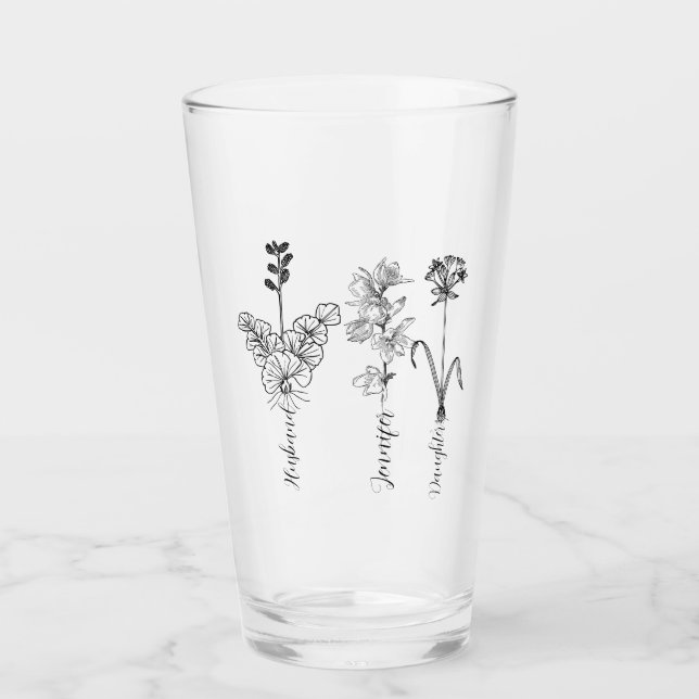 Verre Custom birthflower Engrave name family (Devant)