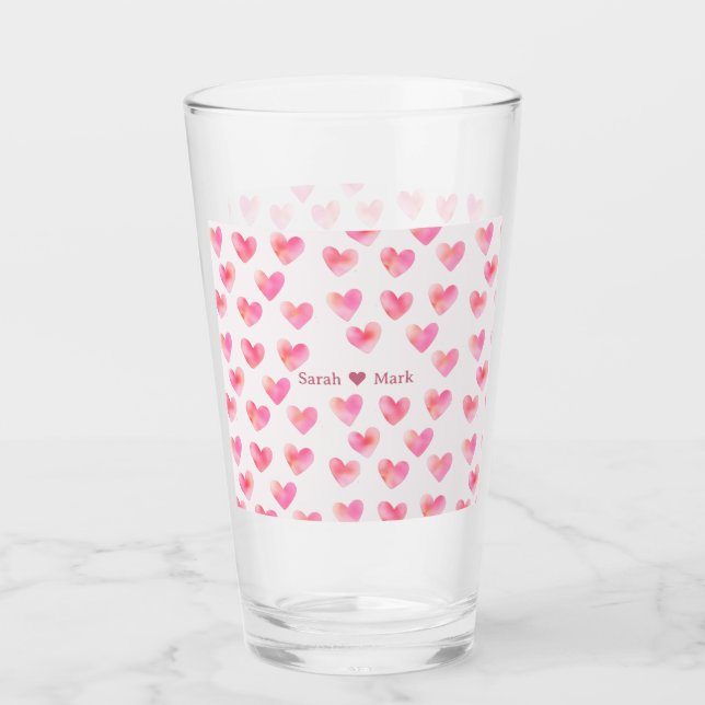 Verre Custom Names Romantic Pink Love Design -  (Devant)