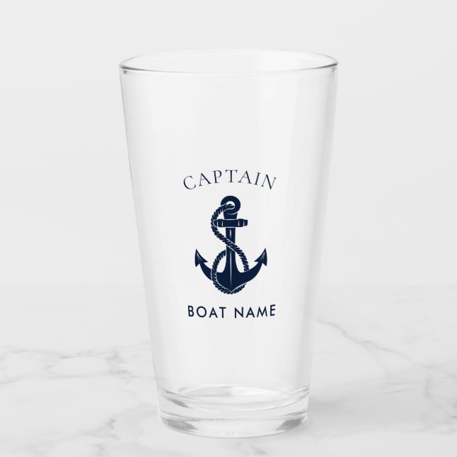 Verre Custom Nautical Captain Name Boat Anchor (Devant)