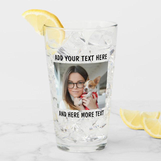 Verre Custom Photo and Text Glass Cup (Devant glace)