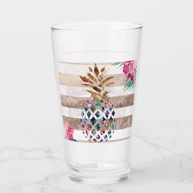 Verre Cute ananas or rayé (Devant)