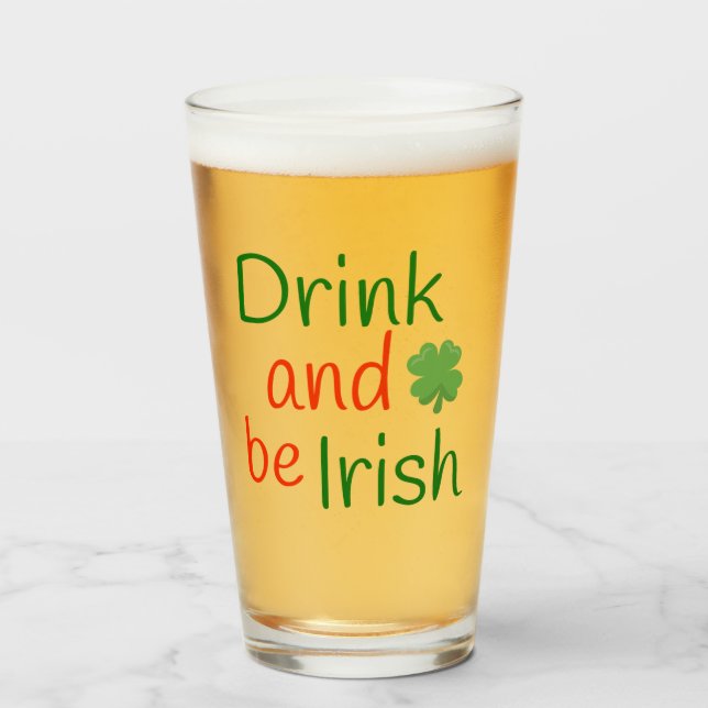 Verre Cute Green et Red Irish Clover (Devant (rempli))