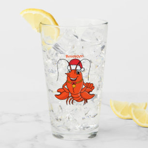 Verre Cute joyeux homard portant le dessin du casquette