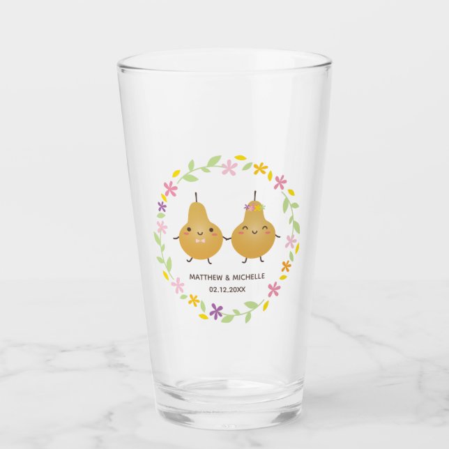 Verre Cute Parfait Pear Marié Couple Nouveau marié Maria (Devant)